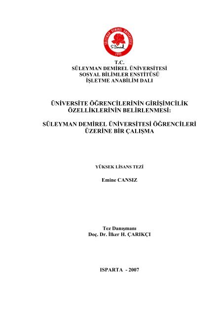 Ã¼niversite Ã¶Ärencilerinin giriÅimcilik Ã¶zelliklerinin belirlenmesi