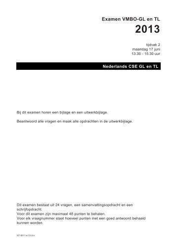 Examen VMBO-GL en TL 2013