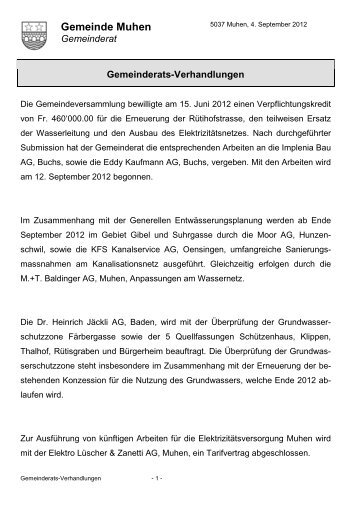 Gemeinderats-Verhandlungen - Muhen