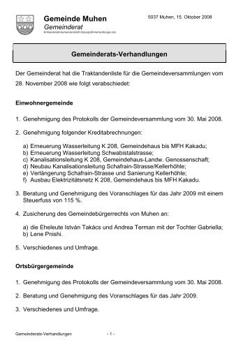 Gemeinderats-Verhandlungen - Muhen