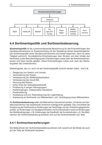4.4 Sortimentspolitik und Sortimentssteuerung