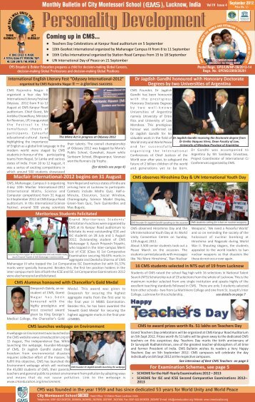 Septermber Bulletin 2012.CDR - City Montessori School