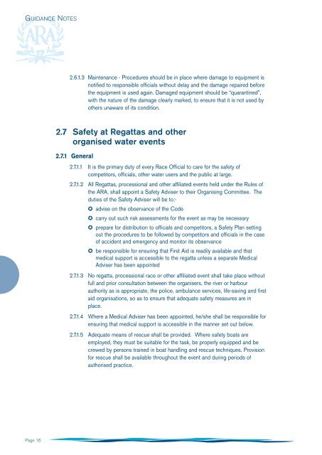 ARA Water Safety Code - British Rowing