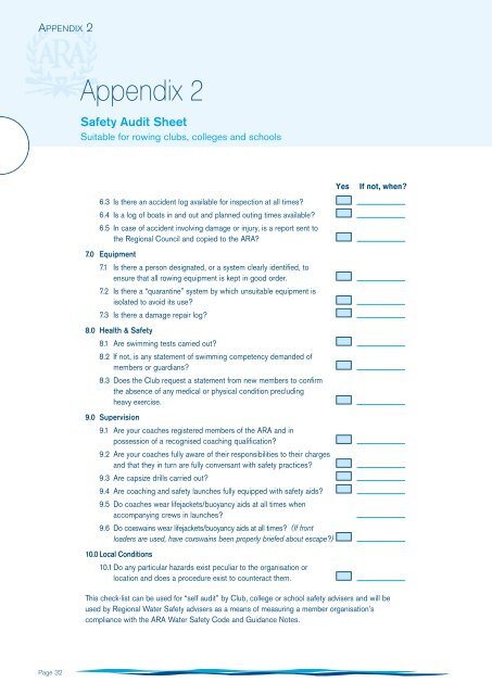 ARA Water Safety Code - British Rowing