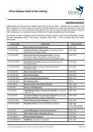 List of print indexes held in the Library - Library Catalogue ...