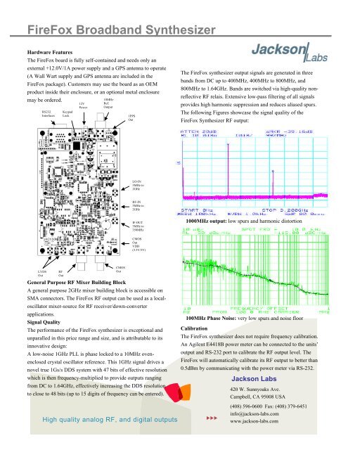 FireFox Broadband Synthesizer â OEM Model - Jackson Labs ...