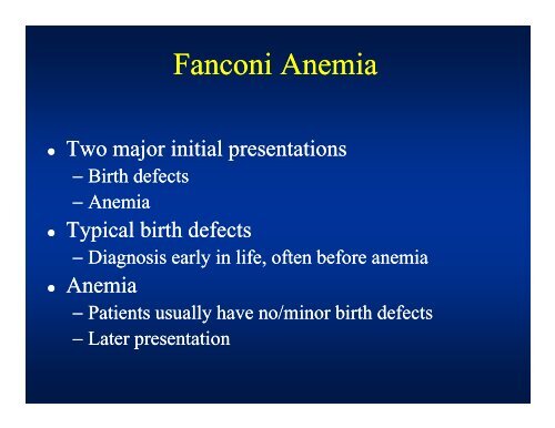 Fanconi Anemia: Diagnosis and Treatment