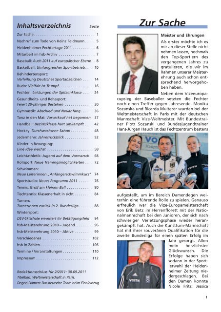 Hsb Roni Report hsb-Report 1-2011 - Heidenheimer Sportbund