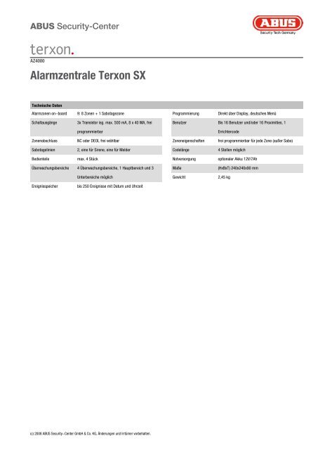 Alarmzentrale Terxon SX - ALARME DIRECT