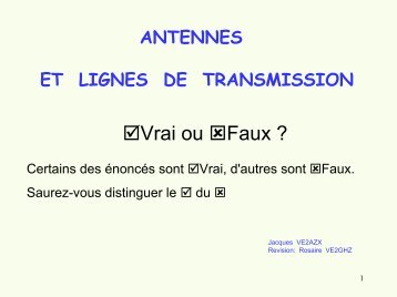 Vrai ou Faux ? - Ve2azx.net