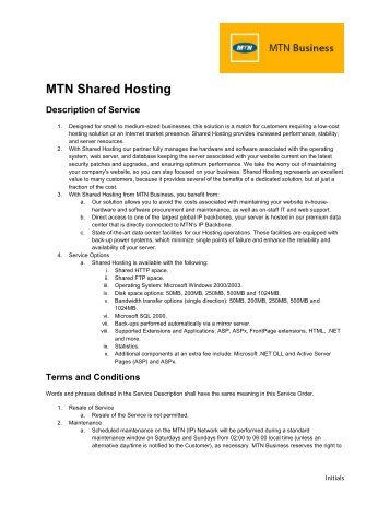 MTN Shared Hosting - MTN Business