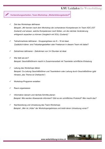 Anleitung Teamworkshop (pdf) - KMU Leitfaden für Weiterbildung