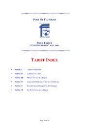 TARIFF INDEX - Port Of Fujairah