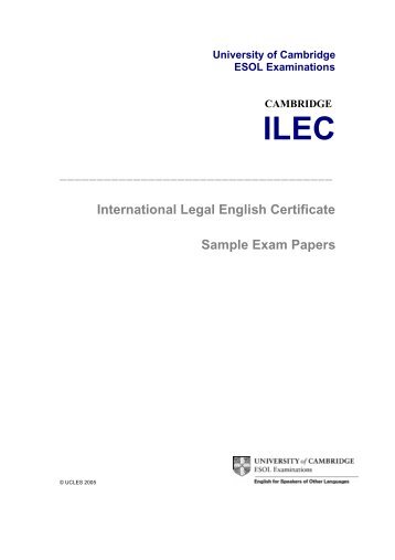 International Legal English Certificate Sample Exam Papers