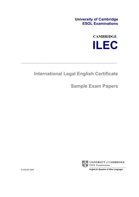 International Legal English Certificate Sample Exam Papers