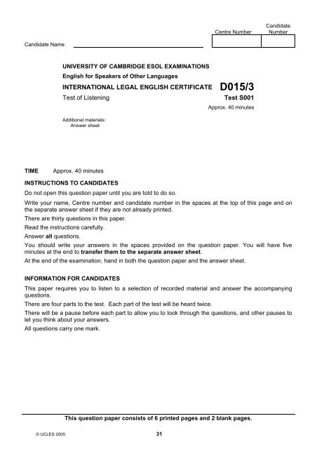 International Legal English Certificate Sample Exam Papers