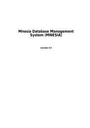 Mnesia Database Management System (MNESIA) - Erlang