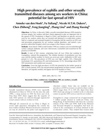 High prevalence of syphilis and other sexually transmitted diseases ...