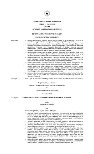 Undang Undang No.11 Tahun 2008 Tentang Informasi dan ...