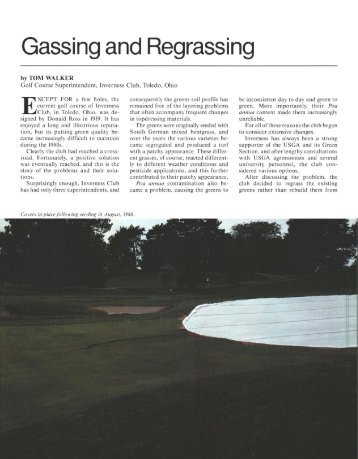 Gassing and Regrassing - USGA Green Section Record
