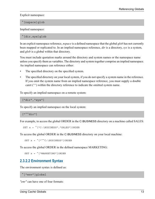 Using Caché Globals - InterSystems Documentation