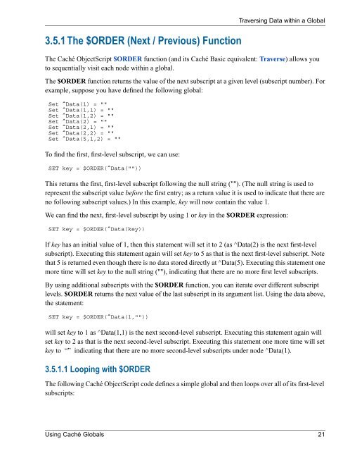 Using Caché Globals - InterSystems Documentation