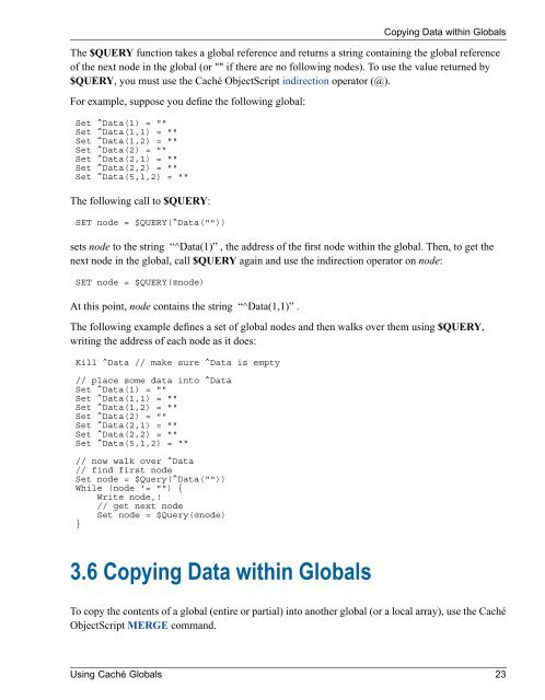 Using Caché Globals - InterSystems Documentation