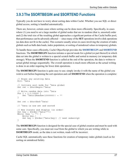 Using Caché Globals - InterSystems Documentation