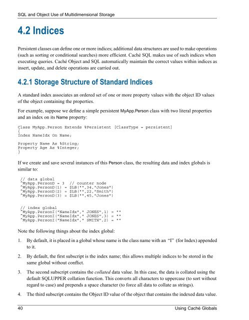 Using Caché Globals - InterSystems Documentation