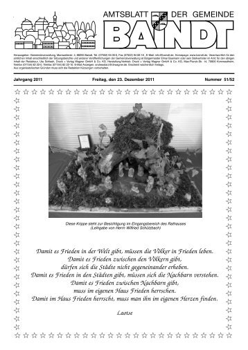 Amtsblatt vom 23.12.2011 - Gemeinde Baindt
