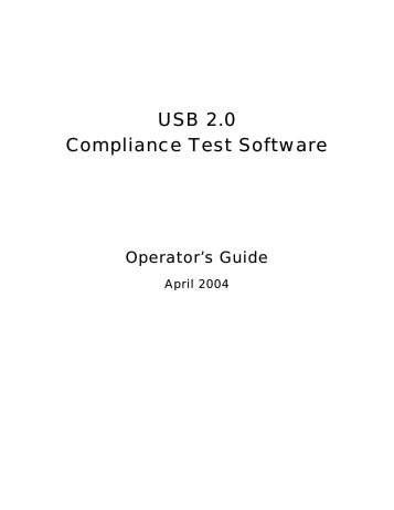 USB 2.0 Compliance Test Software Operator's ... - Teledyne LeCroy