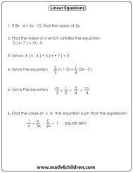 Linear Equations - Math for Children