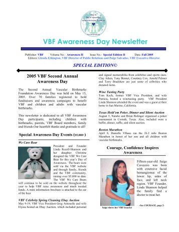 2005 Newsletter - Vascular Birthmarks Foundation