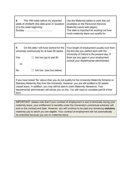 Maternity leave - University of Oxford