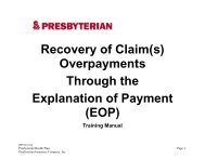 Recovery of Claim(s) - Presbyterian Healthcare Services