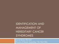 Identification and Management of Hereditary Cancer Syndromes