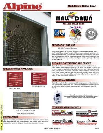 Catalog Cut Sheet - Alpine Overhead Doors