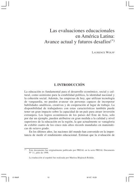 Sobre EstÃ¡ndares y Evaluaciones en AmÃ©rica Latina. - Observatorio ...