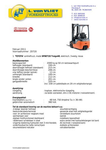 download specificatieblad - L. van Vliet Vorkheftrucks