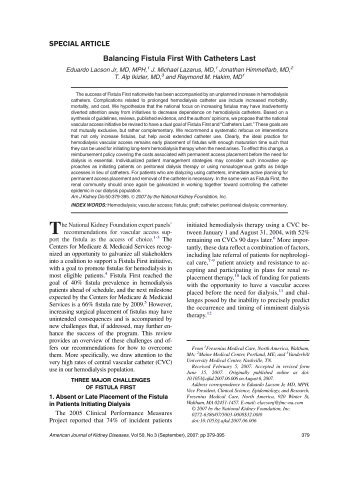 Balancing Fistula First with Catheter Last - FMQAI