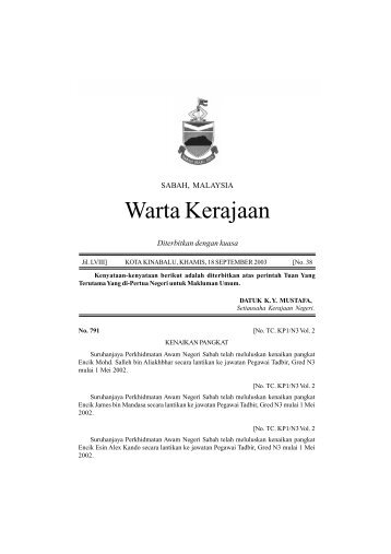 Warta Kerajaan - Sabah