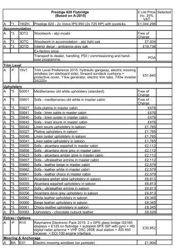 View Price List - Morgan Marine