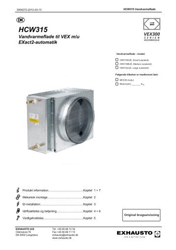 HCW315 Vandvarmeflade til VEX m/u EXact2-automatik - Exhausto