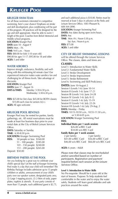 Summer Program Guide 2013 - the City of Beloit