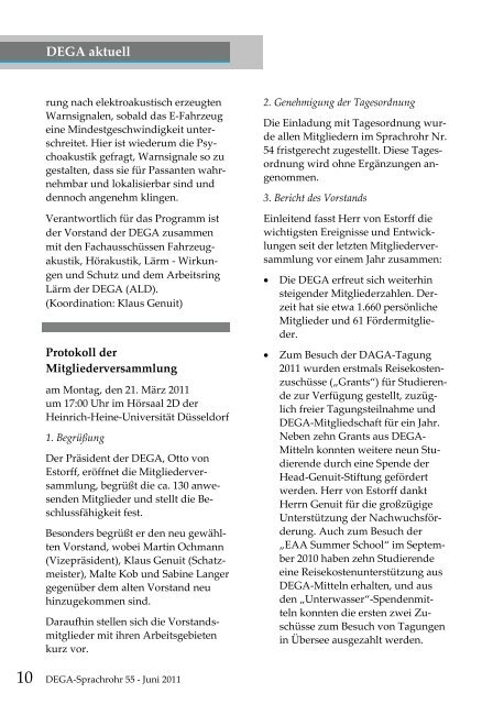 Sprachrohr Heft 55 - Juni 2011 - DAGA 2012