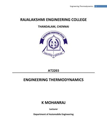 rajalakshmi engineering college engineering thermodynamics k ...