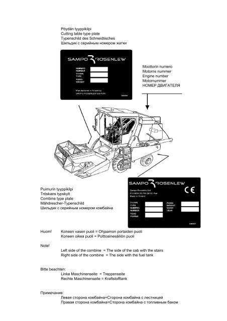 Varaosaluettelo Parts Book Ersatzteil-Liste ... - Sampo-Rosenlew