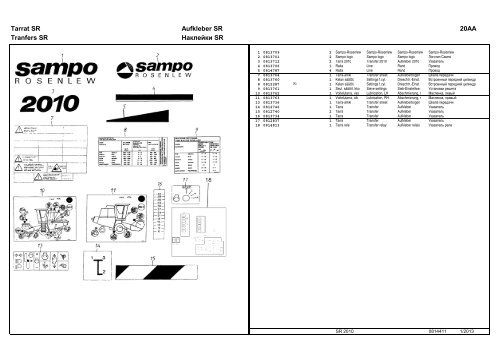 Varaosaluettelo Parts Book Ersatzteil-Liste ... - Sampo-Rosenlew