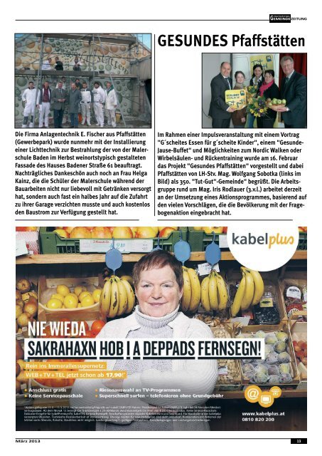 Gemeindezeitung MÃ¤rz 2013 - PfaffstÃ¤tten