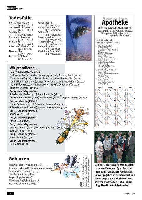 Gemeindezeitung MÃ¤rz 2013 - PfaffstÃ¤tten